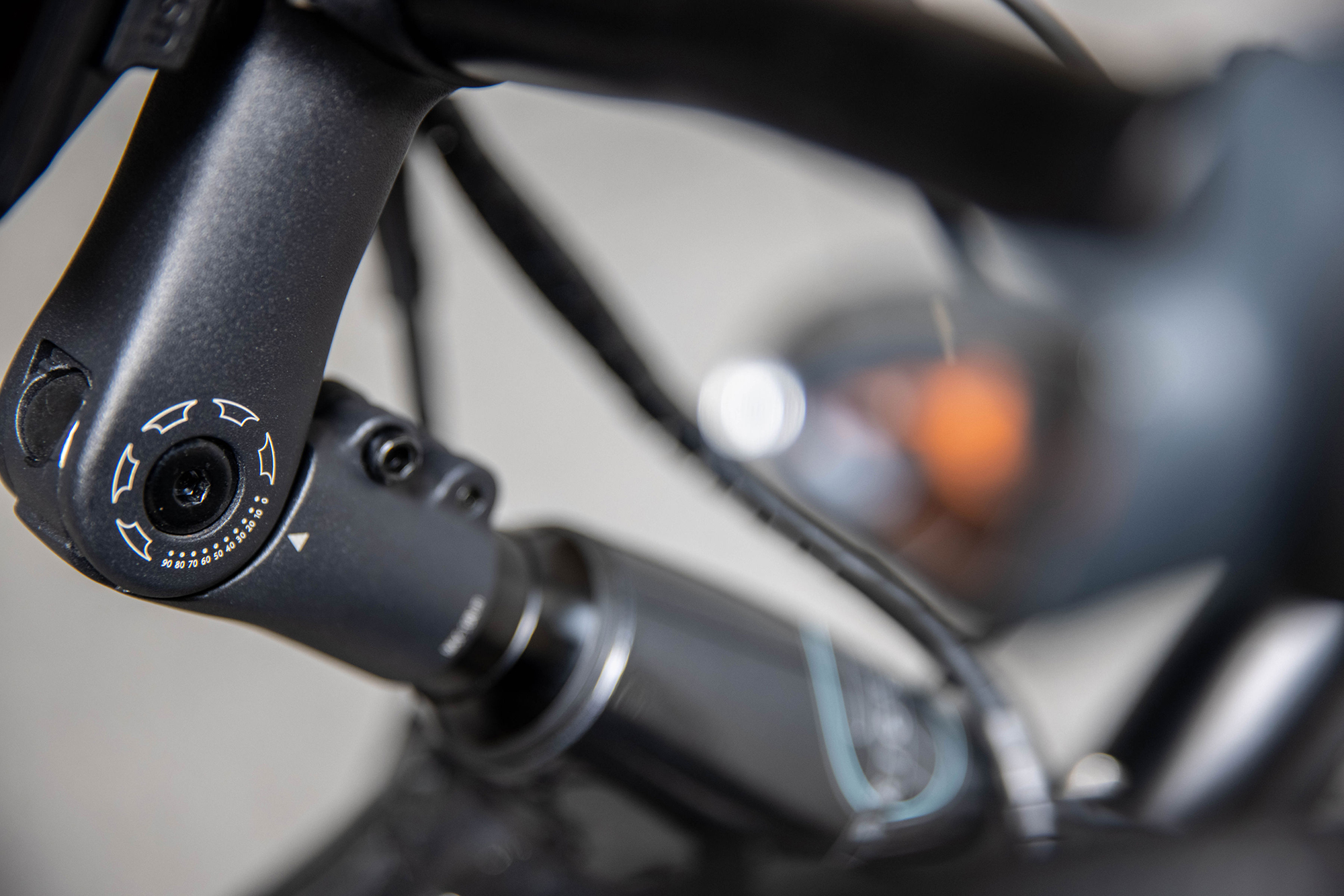 detail of the adjustable stem on the Priority current electric bike