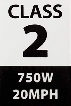 class 2 ebike sticker