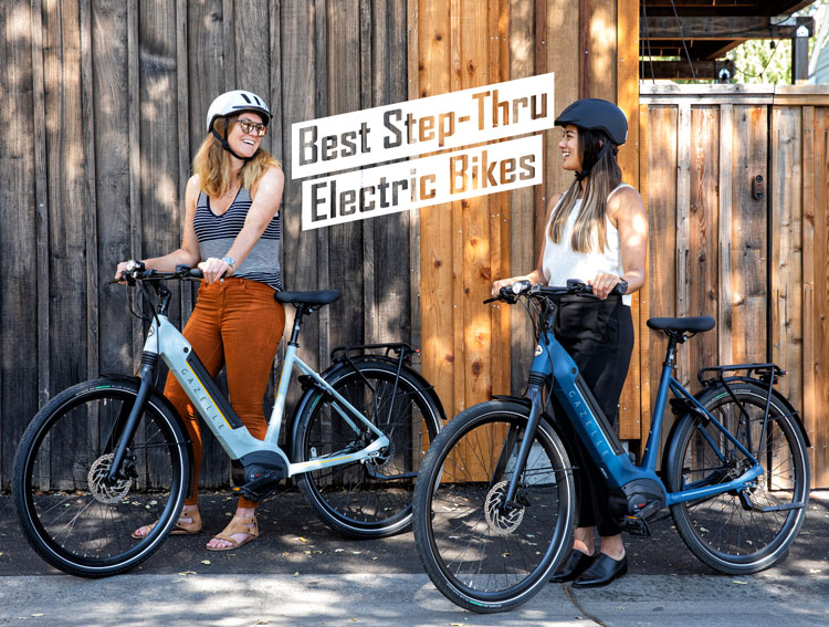 two women with best step through electric bikes