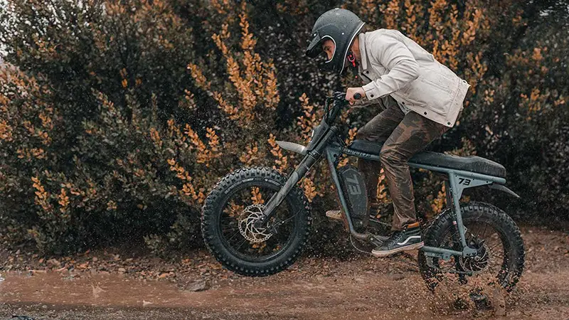 man riding Super73 motorcycle electric bike