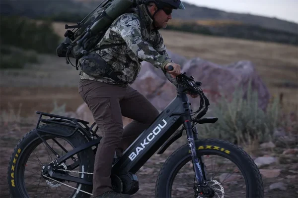 man riding bakcou electric hunting bike