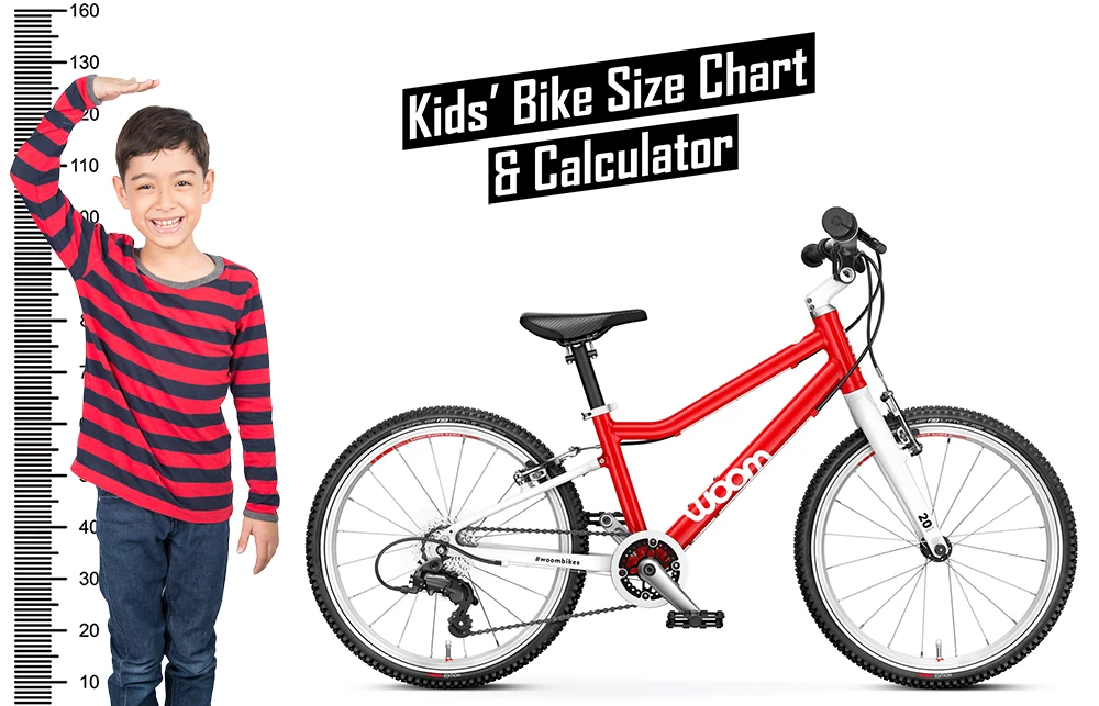 child measuring height next to a kids bike