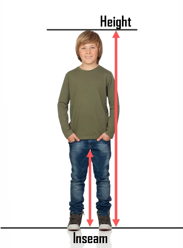 boy with height and inseam measures