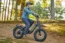 man riding a black buzz electric bike in a forest